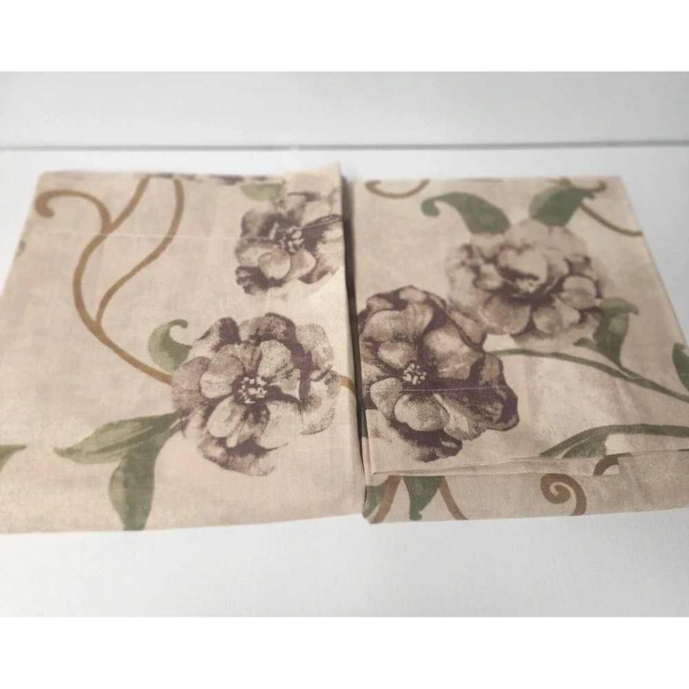 Springs Industries Set of 2 Pillow Shams Purple flowers‎ Beige background NEW